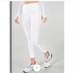 White Fabletics Leggings with Lace Detail